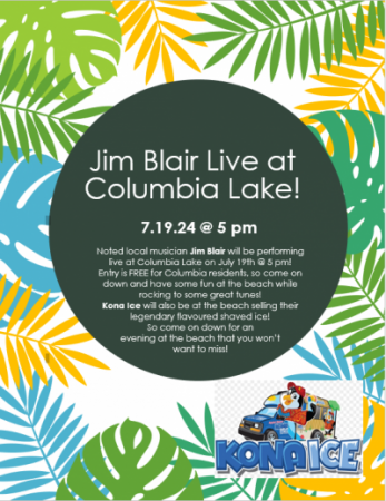 Jim Blair Concert at the Beach! 5pm on Friday, 7/19! FREE to Columbia Residents!
